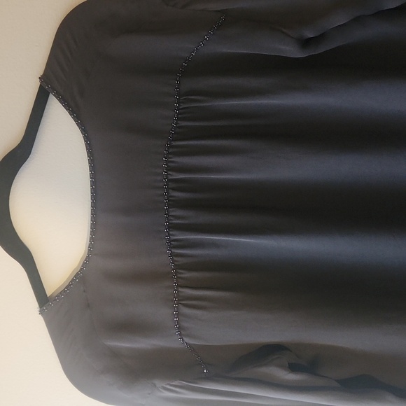 VINCE Gray Beaded Silk Blouse Top, Size xs - Picture 7 of 13